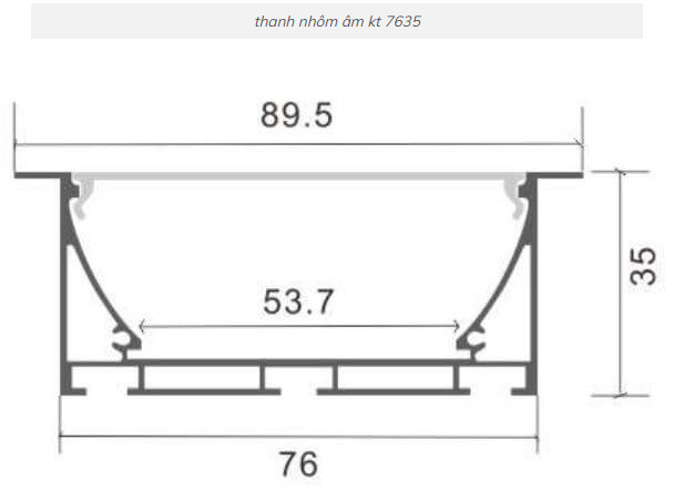 Led thanh nhôm định hình 7635 âm tường